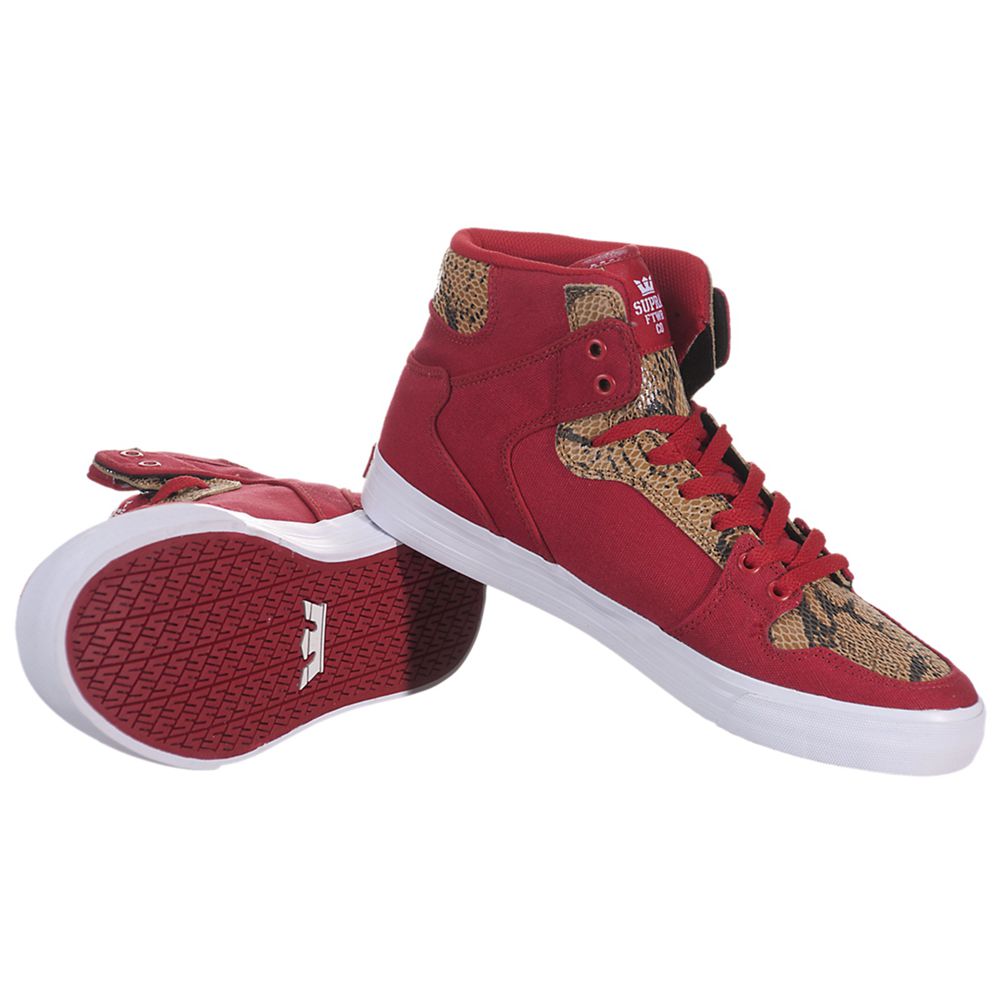 Baskets Montantes Supra Vaider Rouge Marron Red/Snake Print-White Homme | VUD-61477360